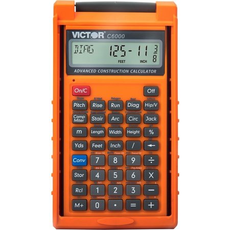 VICTOR TECHNOLOGY Calculator, f/Construction Work, 3-1/2"x4/5"x6-1/2", Orange VCTC6000